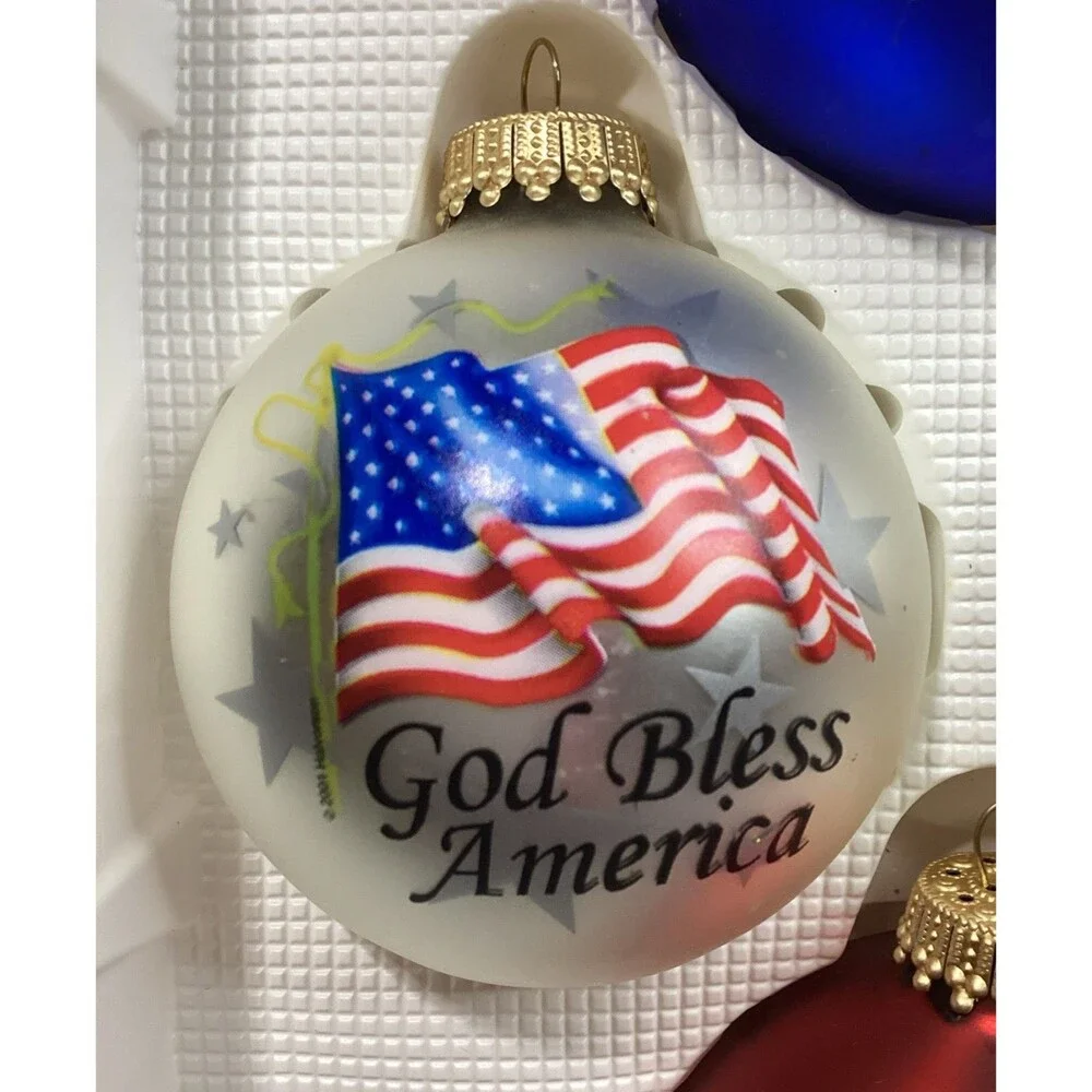 Krebs Glass Patriotic Christmas Ornament God Bless America 3